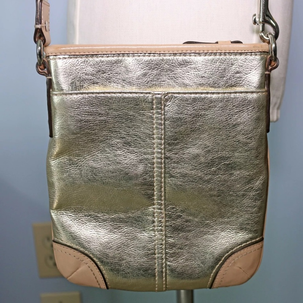 COACH Gold Metallic Crossbody Swingpack Purse - Picture 2 of 5